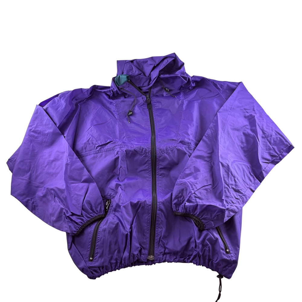 Helly Hansen Purple Vintage Windbreaker Jacket Women Medium Hooded Full Zip DW-R